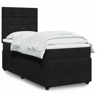 Boxspring met matras fluweel zwart 90x200 cm