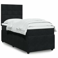 Boxspring met matras fluweel zwart 90x200 cm