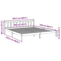Bedframe extra lang zonder matras massief grenenhout 200x220 cm