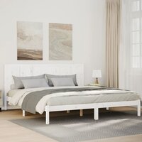 Bedframe extra lang zonder matras massief hout wit 180x220 cm