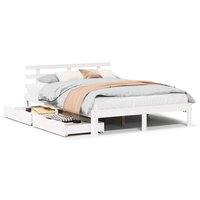 Bedframe met lades massief grenenhout wit 120x190 cm