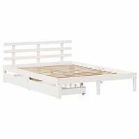 Bedframe met lades massief grenenhout wit 120x190 cm