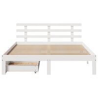 Bedframe met lades massief grenenhout wit 120x190 cm