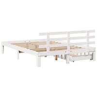 Bedframe met lades massief grenenhout wit 120x190 cm