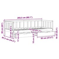 Slaapbank met lades 80x200 cm massief grenenhout