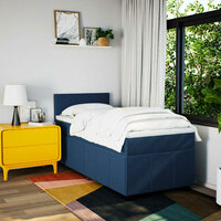Boxspring met matras stof blauw 80x200 cm