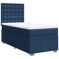 Boxspring met matras stof blauw 80x200 cm