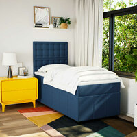 Boxspring met matras stof blauw 80x200 cm