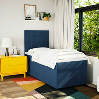 Boxspring met matras stof blauw 80x200 cm