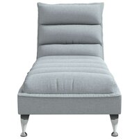 Massage chaise longue met kussens stof lichtgrijs