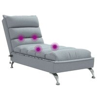 Massage chaise longue met kussens stof lichtgrijs