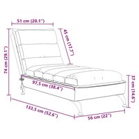 Massage chaise longue met kussens stof lichtgrijs