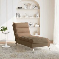 Massage chaise longue met kussens stof bruin