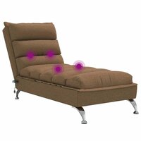 Massage chaise longue met kussens stof bruin
