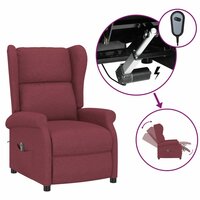Fauteuil elektrisch verstelbaar stof wijnrood