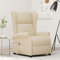 Fauteuil verstelbaar elektrisch stof cr&egrave;me