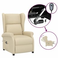 Fauteuil verstelbaar elektrisch stof cr&egrave;me