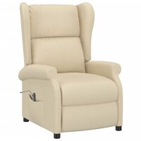 Fauteuil verstelbaar elektrisch stof cr&egrave;me