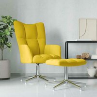 Relaxstoel met voetenbank fluweel mosterdgeel
