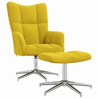 Relaxstoel met voetenbank fluweel mosterdgeel