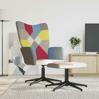 Relaxstoel met voetenbank patchwork stof