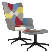 Relaxstoel met voetenbank patchwork stof