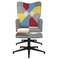 Relaxstoel met voetenbank patchwork stof