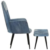 Fauteuil met voetensteun patchwork canvas blauw denim