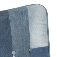Fauteuil met voetensteun patchwork canvas blauw denim