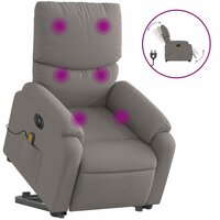 Sta-op-massagestoel elektrisch verstelbaar stof taupe