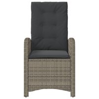 Tuinstoelen 2 st verstelbaar met kussens poly rattan grijs