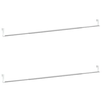 Gordijnrails 2 st 90-135 cm aluminium wit en zilverkleurig