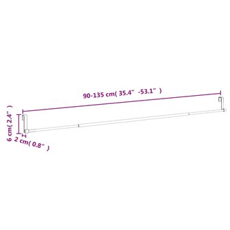 Gordijnrails 2 st 90-135 cm aluminium wit en zilverkleurig