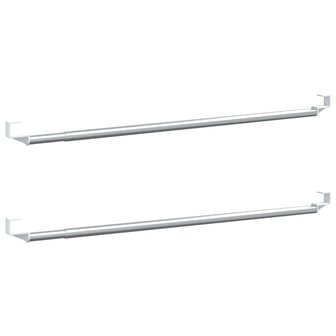 Gordijnrails 2 st 40-60 cm aluminium wit en zilverkleurig