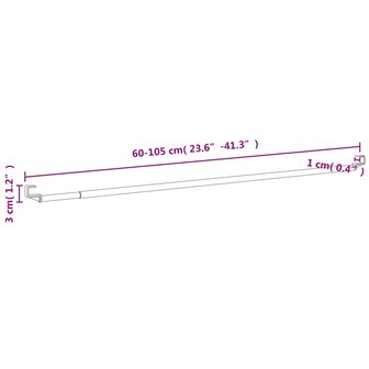Gordijnrails 2 st 60-105 cm aluminium wit en zilverkleurig