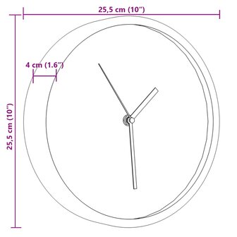 Wandklok &Oslash;25,5 cm polystyreen en glas blauw