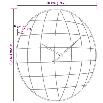 Wandklok &Oslash;50 cm bewerkt hout geel en zwart