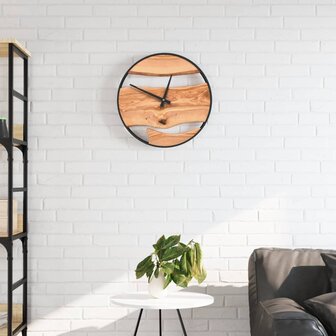 Wandklok &Oslash;35 cm ijzer en olijfhout bruin