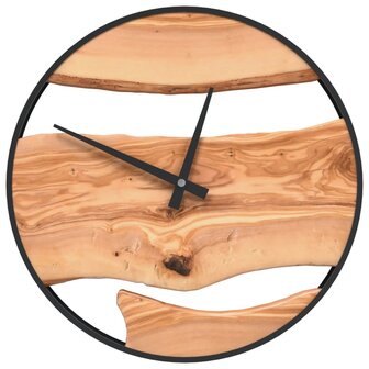 Wandklok &Oslash;35 cm ijzer en olijfhout bruin