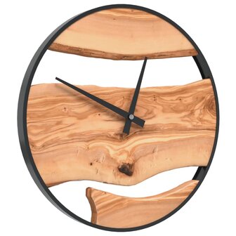 Wandklok &Oslash;35 cm ijzer en olijfhout bruin