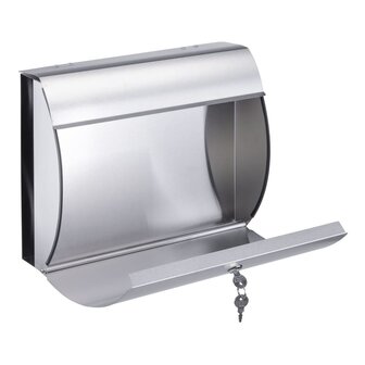 Brievenbus met krantenhouder 38x13,3x30,4 cm roestvrij staal