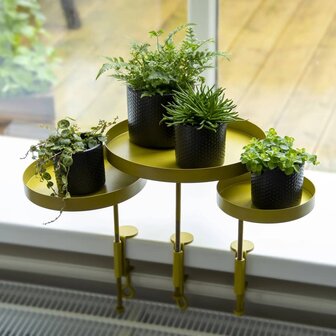Plantenblad met klem rond S goudkleurig
