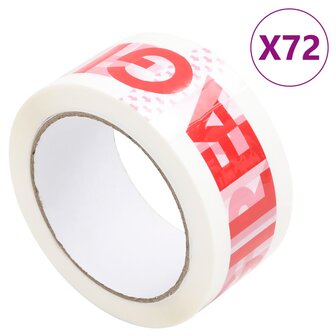 Verpakkingstapes 72 st met FRAGILE-print 48 mm x 66 m wit