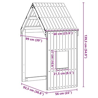 Kinderbedhuisje 60x99x139,5 cm massief grenenhout wit