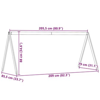 Kinderbedhuisje 209x85,5x88 cm massief grenenhout wasbruin