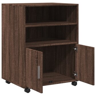 Rolkast 60x48x81 cm bewerkt hout bruin eikenkleur