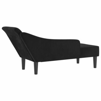 Chaise longue met kussens fluweel zwart