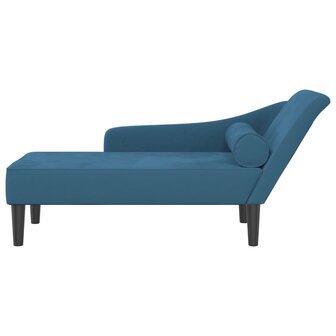Chaise longue met kussens fluweel blauw