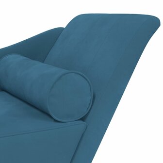 Chaise longue met kussens fluweel blauw