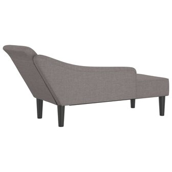 Chaise longue met kussens stof taupe